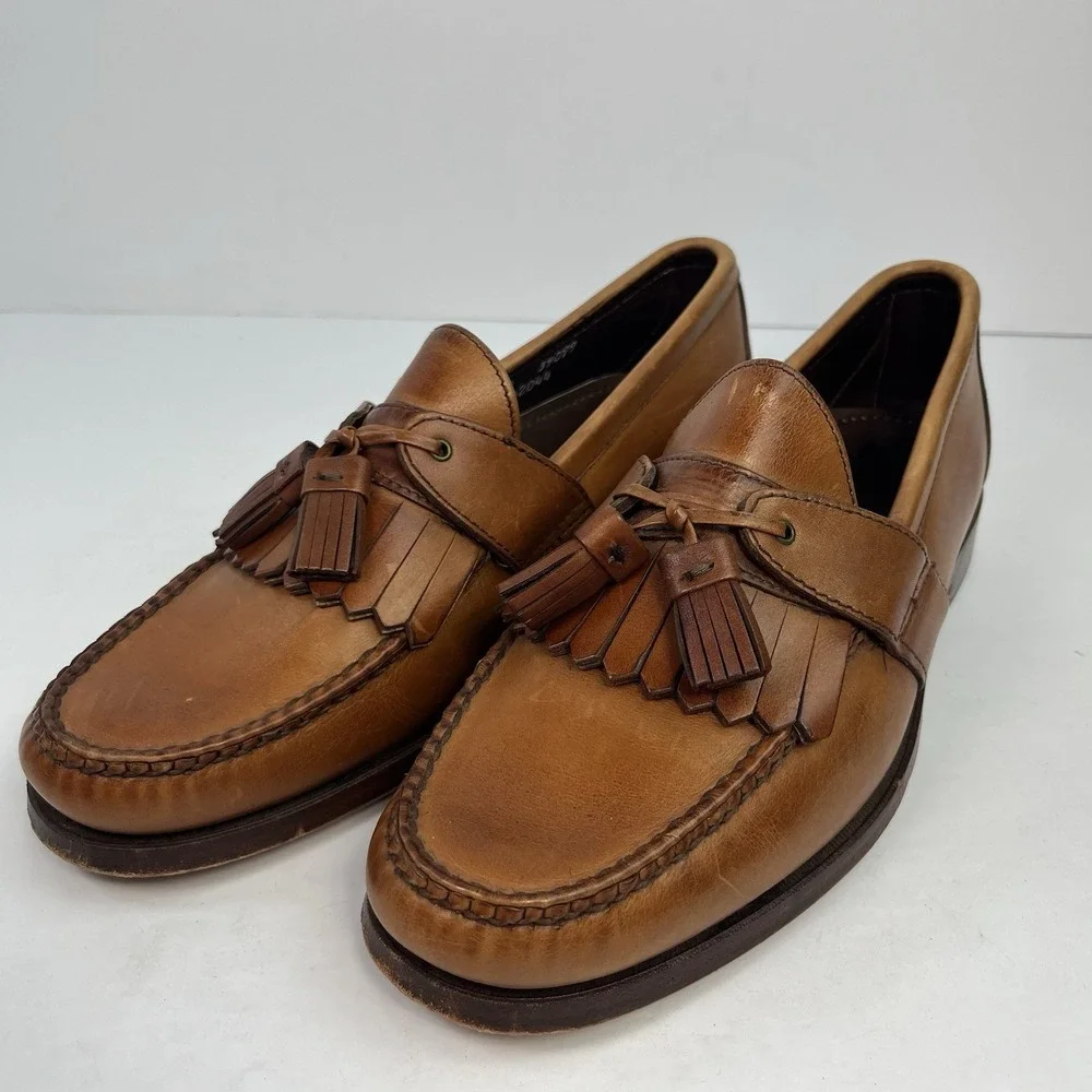 Allen Edmonds Enfield Brown Leather Kiltie Tassel Loafers Slip On Size 8.5D